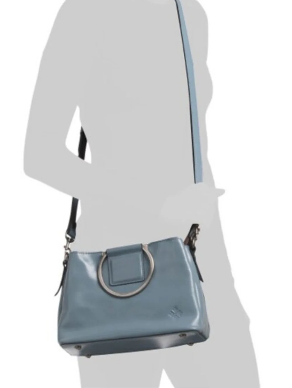 Patricia Nash Empoli Blue Leather Satchel / Crossbody With Metal Handles NWT